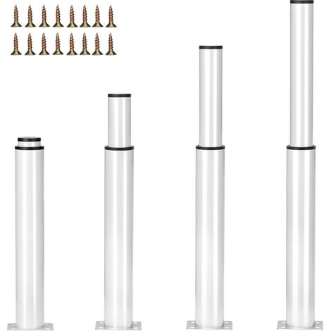 4 pièces Pieds de Meuble Réglables en Hauteur 25-42 cm Blanc, Pieds de Meuble avec Vis, pour Canapé, Lit, Armoire (1/5)