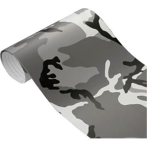 Autocollant décoratif en vinyle camouflage, sans bulles, pour voiture, 100 cm x 30 cm, type 6, noir et blanc - 50 cm x 200 cm, noir et blanc (1/5)