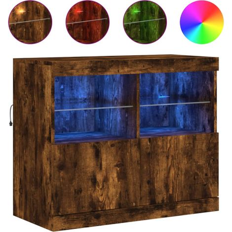 Maison Exclusive - Aparador con luces LED roble ahumado 81x37x67 (1/5)