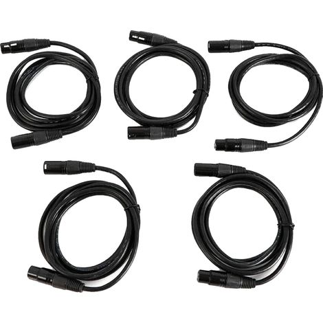 Juego de cables DMX, 5 piezas, XLR de 3 pines, negro (1/2)