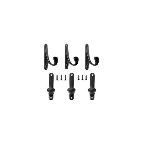 Wandgarderobe, 6-teiliges Garderobenhaken-Set, Retro-Garderobenhaken in Schwarz zum Anschrauben, Bademantelhaken mit Schrauben, Einzelhaken - Crezuo (1/4)