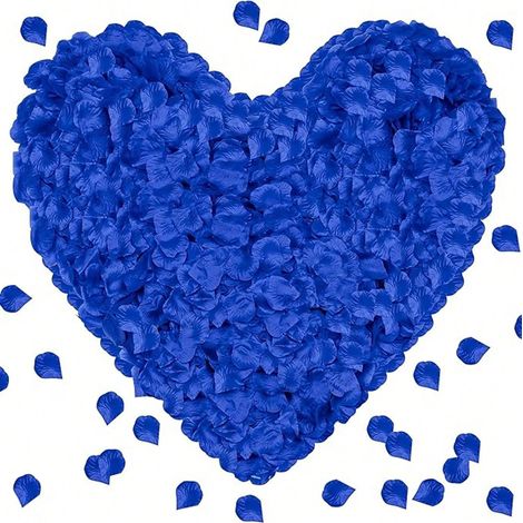 2000 pièces de pétales de rose en soie artificielle décoratifs BLEU, pour mariage, fête, Halloween, remplissage de boîte cadeau, proposition romantique, décoration intérieure (1/5)
