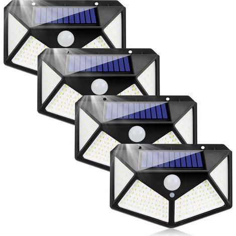 Lampe Solaire Exterieur Detecteur de Mouvement Lumiere Projecteur Led Éclairage Mural d'extérieur Spot Solaire IP65 Etanche 3 Modes Luminaire pour Jardin Garage Carport Terrasse Maison (Lot de 4) (1/5)