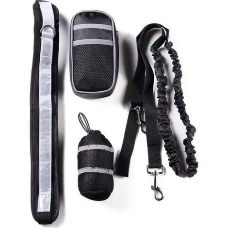 Ceinture ventrale pour chien - STOEX - Noir - Mains libres - Nylon résistant - Taille moyenne