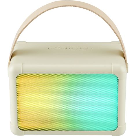 Portable Bluetooth speaker with RGB lighting effects, mini karaoke speaker for home use. Style: Speaker (beige)