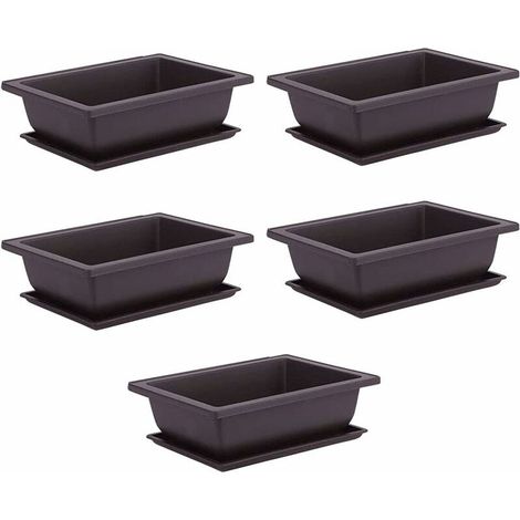 10pcs Bonsai Training Pots with Plastic Tray Bonsai Plants Growing Pot, Bonsai Training Pot, Flower Succulent Bonsai Pots Flower Growing Container for Garden,
