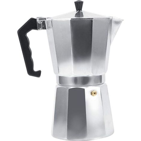 Cafetera moka de aluminio de 450 ml – 6 tazas – Resistente a altas temperaturas – Compatible con cocinas de gas y eléctricas (1/5)