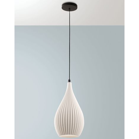Lampada a Sospensione Lisa in Metallo e Plastica Vegetale - Bianco, Attacco E27, Struttura Elegante e Sostenibile, IP20, 230V - Linea Design