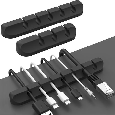 Clips Câble Organisateur Bureau, 3 Pack Support de Câble Cadre en Métal Gestion des Cables, Câble Rangement pour USB Câbles de Chargeur/Cordon/Bureau à Domicile et Voiture (Noir) (1/5)