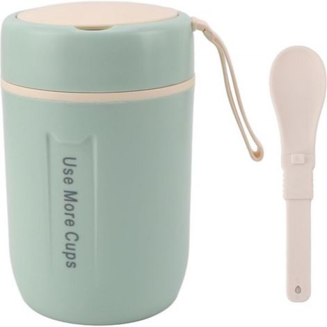 Récipient à soupe isotherme 500 ml - Mug thermos en acier inoxydable pour soupe - Gobelet alimentaire étanche pour les déplacements - Mug à soupe à large ouverture - Vert (1/5)