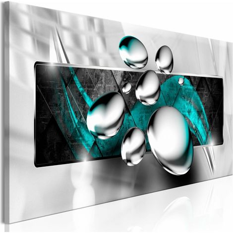 Tableau pierres brillantes turquoise étroite - 120 x 40 cm (1/4)