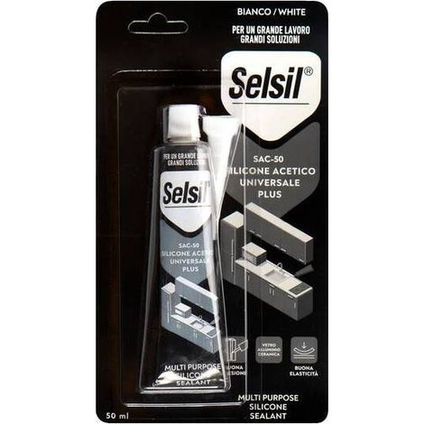 12 x SELSIL SILICONE ACETICO PLUS SAC-50 BIANCO 50 ML