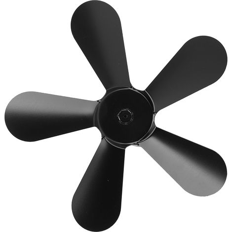 Pales de ventilateur de poêle à 5 pales en alliage d'aluminium, alimentées par la chaleur, de rechange pour ventilateur de cheminée, noires (1/5)