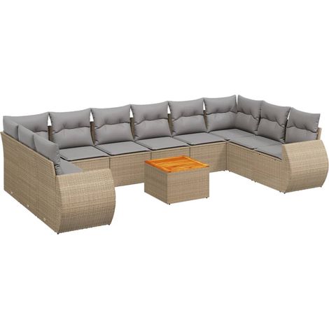 Maison Exclusive - Set de sofás de jardín 11pzas con cojines ratá (1/3)