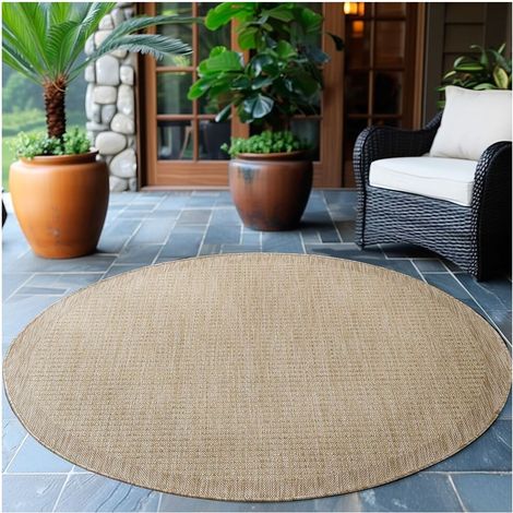 Tapis plat rond uni moderne intérieur Jutta Beige Ø160 (1/5)