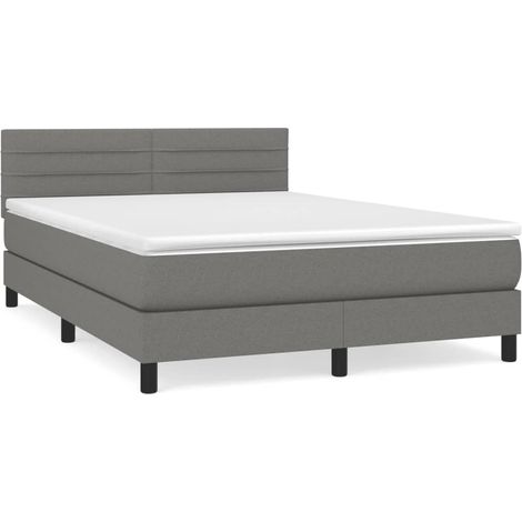 Maison Exclusive - Giroletto a Molle con Materasso Grigio Scuro 140x200cm Tessuto (1/5)