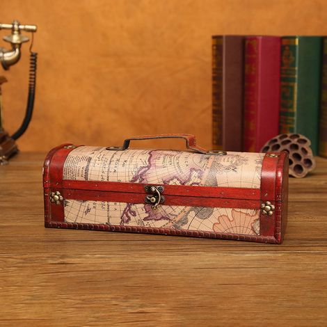 Vintage-Flaschenhalter aus Holz für Rotwein und Champagner, Geschenkbox für eine Weinflasche, Transportbox, Weinaccessoire für Hochzeiten oder Geburtstage (1/4)