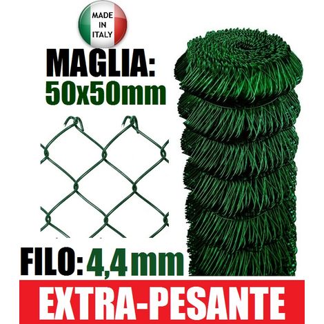 25mt-ROTOLO RETE METALLICA ZINCATA PLASTIFICATA "MAGLIA SCIOLTA"-TIPO EXTRA-PESANTE SPORT - H 300 cm (1/2)