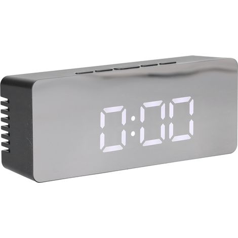 Digitale LED-Wanduhr mit Spiegel, rechteckigem Zifferblatt und Temperaturanzeige, für Schlafzimmer, Wohnzimmer, Büro und Reisen (1/5)