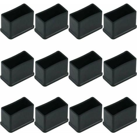 Juego de 12 tapas protectoras de goma negra para patas de muebles – Dimensiones 15 x 30 mm – Reducción de ruido y protección del suelo -Crezuo