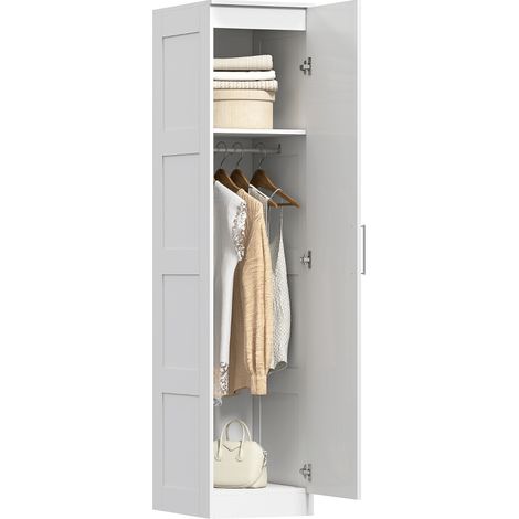 Kleiderschrank Mehrzweckschrank mit Kleiderstange, Regal, Soft-Close-Tür 40 x 52 x 180 cm Weiß (1/5)