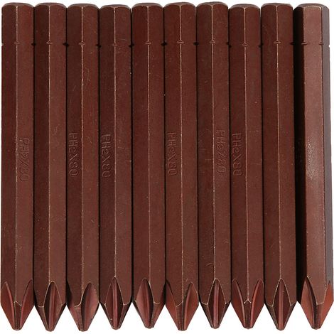 Jeu de 10 embouts de tournevis cruciformes magnétiques en acier allié, 80 mm, pour visseuse à chocs, outils à main robustes (1/5)
