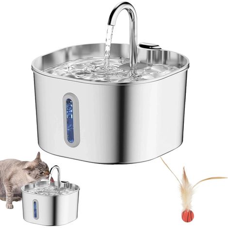 Féliflow Fontaine à Eau pour Chat, 2.2L Fontaine à Eau Chat INOX, Distributeur d'eau Automatique Ultra Silencieux de Compagnie avec Fenêtre Transparente (sans élément de Filtre) (1/5)