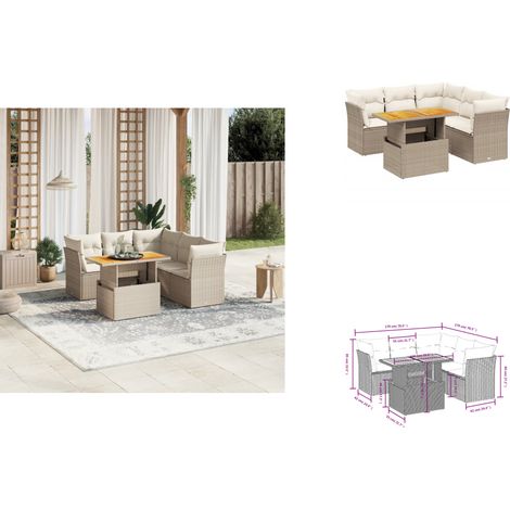 5-tlg. Garten-Sofagarnitur mit Kissen Beige Poly Rattan - Gartensorte - Gartenmöbelset - Lounge Set - Rattan Möbel - Outdoor Sofa (1/3)