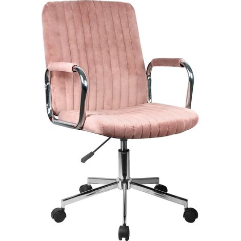 Silla de escritorio y de confidente giratoria con ruedas de terciopelo FD24 Rosa (1/5)