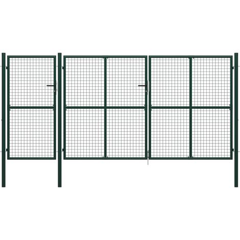 Portail de jardin Acier 400 x 200 cm Vert vidaXL (1/5)
