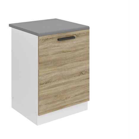 BELINI Meuble Cuisine Bas avec Plan de Travail SDZ I Meubles de Cuisine - Taille: 51,6 x 60 x 85 cm I Meuble sous Evier - 1 Porte I Couleur : chêne Sonoma