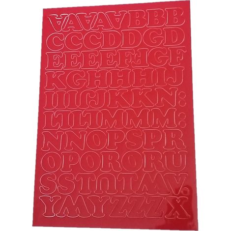 Letras autoadhesivas de papel metalizado de 2 cm, color rojo.