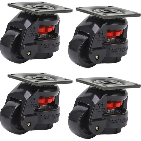 Ej.Life 4-teilige GD-60F Level Adjustment Caster, Nylon Hochleistungs-Industrierollenrad-Niveaurollen, mit 250kg / 551.2lb Einzelne Radlast, für große Maschinenbewegungen, schweißtisch A (1/5)