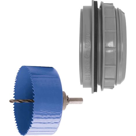 Anschraub-Muffe DN 110, KS-grau, inkl. Kreisschneider Ø 121 mm (1/5)