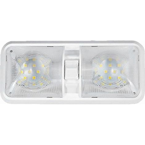 Plafonnier double dôme universel pour voiture, camping-car, caravane, bateau, véhicule de loisirs, 48 LED, 12 V, 520 lm, lampe de toit blanche (1/5)