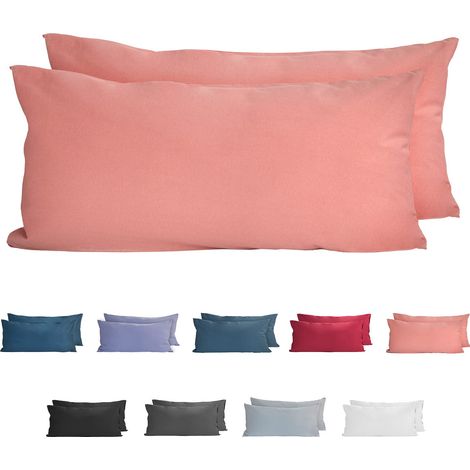 100% Coton Jersey Taie d'oreiller - Lot de 2 - 40x80 cm, Oreiller 150 g/m², Housse de Coussin, Poudre (1/5)