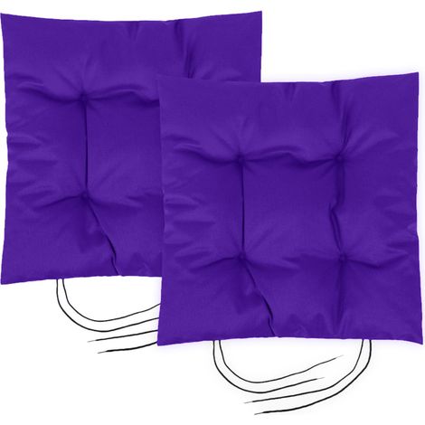 Gardenista - Coussins de chaise d'extérieur, 40x40x4 cm coussins de siège touffetés de jardin, coussins de siège résistants à l'eau avec attaches, coussins de chaise remplis - violet (2pk) (1/5)