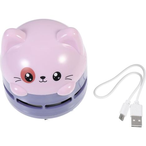 Mini aspirapolvere portatile da tavolo senza fili, leggero e compatto per l'ufficio, facile da pulire da briciole e polvere, design a cartoni animati