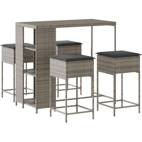 Maison Exclusive - Set Bar da Giardino 5 pz con Cuscini in Polyrattan Grigio