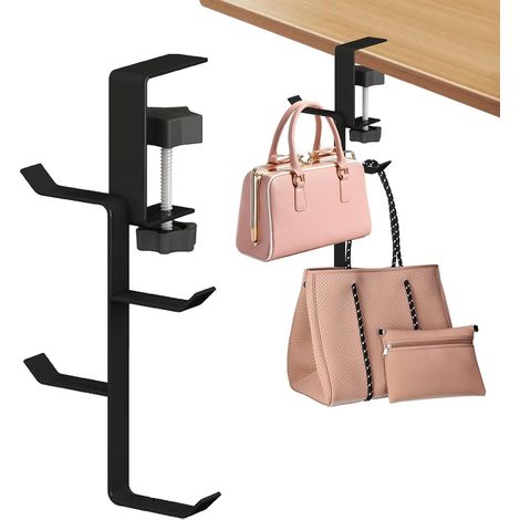 Tisch-Taschenhaken, kompakter Taschenhalter zum Aufhängen unter dem Schreibtisch Taschenhalter zum Anclipsen für Tisch, Schlafzimmer, Klassenzimmer, Büro und Restaurant (1/5)