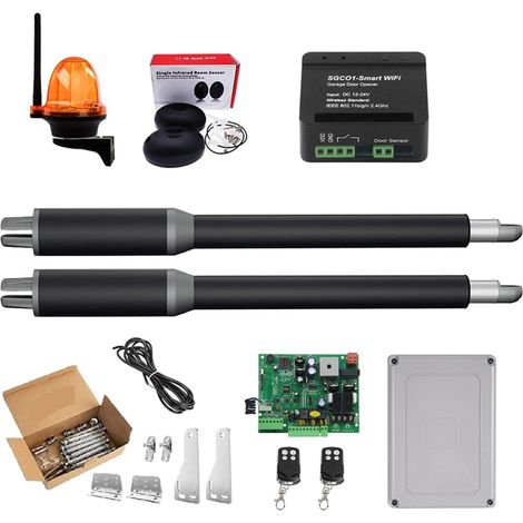 Kit d'ouvre-portes automatiques Ouvre-porte actionneur linéaire engrenage à vis sans fin DC ouvre-porte pivotant automatique Tube électrique, lumière, bouton, opérateur GSM pour accessoires de portail (1/5)
