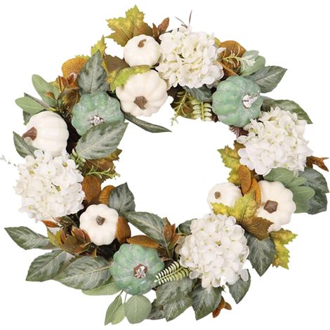 Couronne d'automne - Guirlande de Récolte Décoration avec Feuilles D'érable Et Fleurs Décoration pour (1/5)