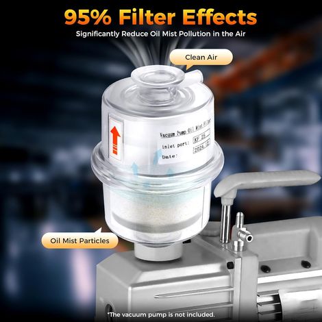 KF25 Vakuumpumpe Ölrauchscheider, Ölnebelfilter, 95% Effizienzfilter, Vakuumpumpe Abgasnebelfilter, 10,5  14,2 cm (KF25 Schnittstelle)