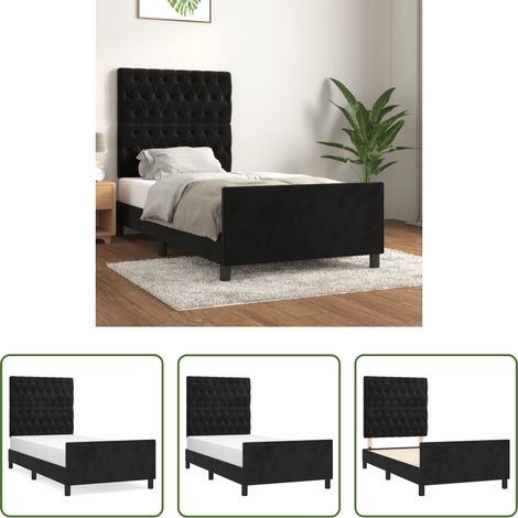 Kopfteil - Bettgestell mit Kopfteil Schwarz 90x200 cm Samt (1/5)