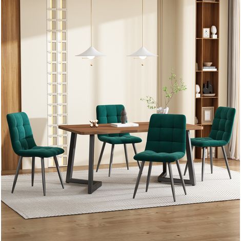 tavolo pranzo 117x68 con 4 sedie noce velluto HAVRYA (1/5)