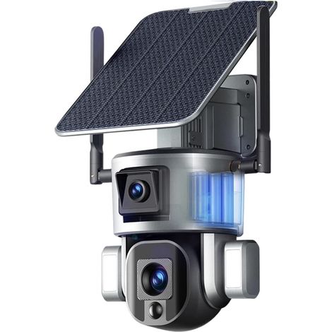 Caméra de sécurité à domicile Caméra de sécurité solaire 4K Carte SIM 4G Zoom 10X Double objectif Double écran Caméra WiFi 8MP Extérieure PTZ Humanoïde Suivi Caméra étanche ( Color : 4G Camera No Zoom (1/5)