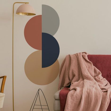 Abstract Circle Boho Wall Stickers, Beige Arch Wall Decal, Boho Decor Stickers for Bathroom, Children's Room, Baby Room Decoration