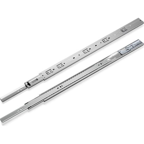 Randaco 1 Paar Schubladenschienen 650 mm Vollauszug, 3-teilig, Softclose mit Selbsteinzug, 45 kg Tragkraft, Schubladenauszug aus Stahl (1/5)