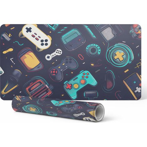 Alfombrilla de escritorio para dise帽adores gr谩ficos y con estampados de videojuegos retro, 100x50 cm.