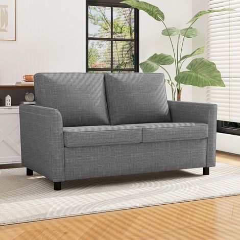 YODOLLA 2-Sitzer-Sofa mit abnehmbaren Sofabezügen, Doppelsitz, kleines Sofa, für Wohnzimmer, Dunkelgrau